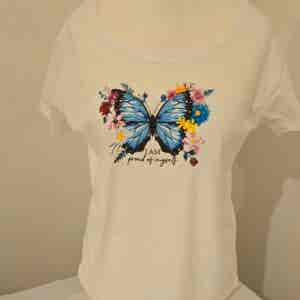 Women t-shirt with butterfly size L